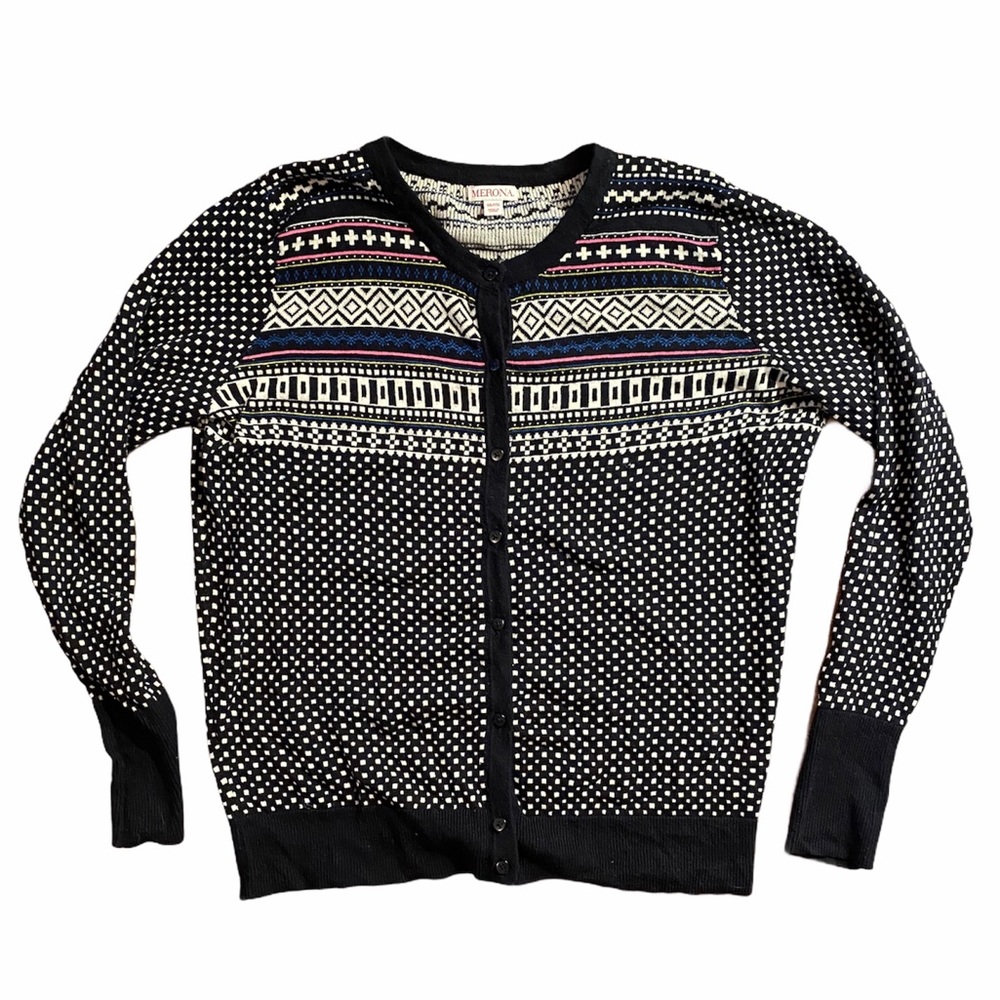 New Black Pink White Cardigan - Sz XXL - Merona - Discounted Shipping!